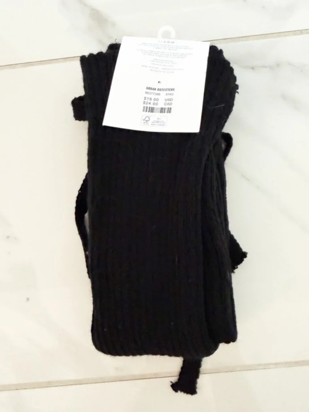URBAN OUTFITTERS UO Tie Ribbed Knit Leg Warmers BLACK O/S Grunge Streetwear